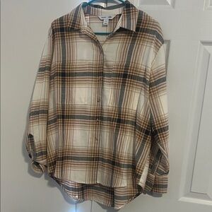 old navy Button-Up Shirt in Cream, Brown & Gray